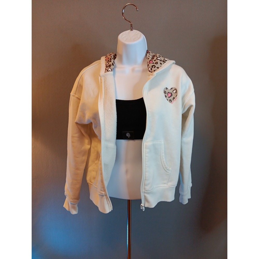 Womans‎ Champion fleece hoodie White Leopard Print SMALL